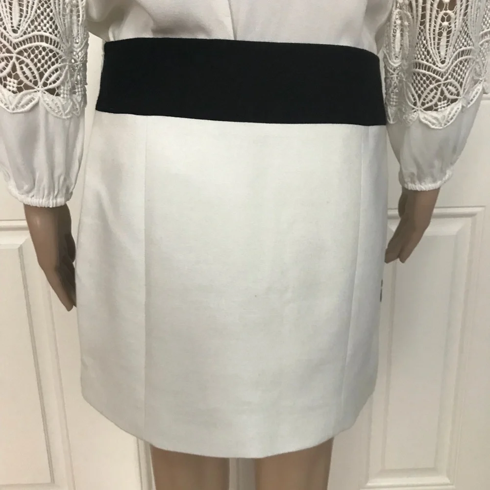 NWOT Tibi cotton white checkered border mini skirt - Picture 3 of 5